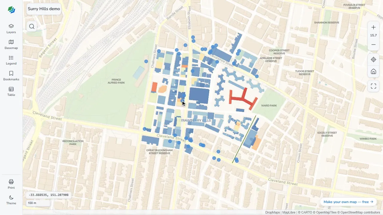 A shared map open in the read-only viewer